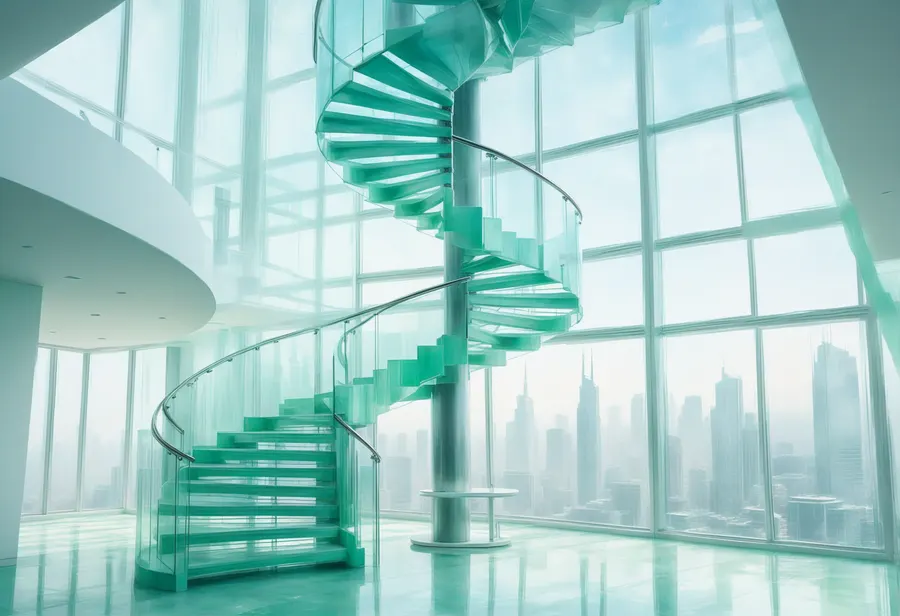 유리 탑의 흐릿한 아침