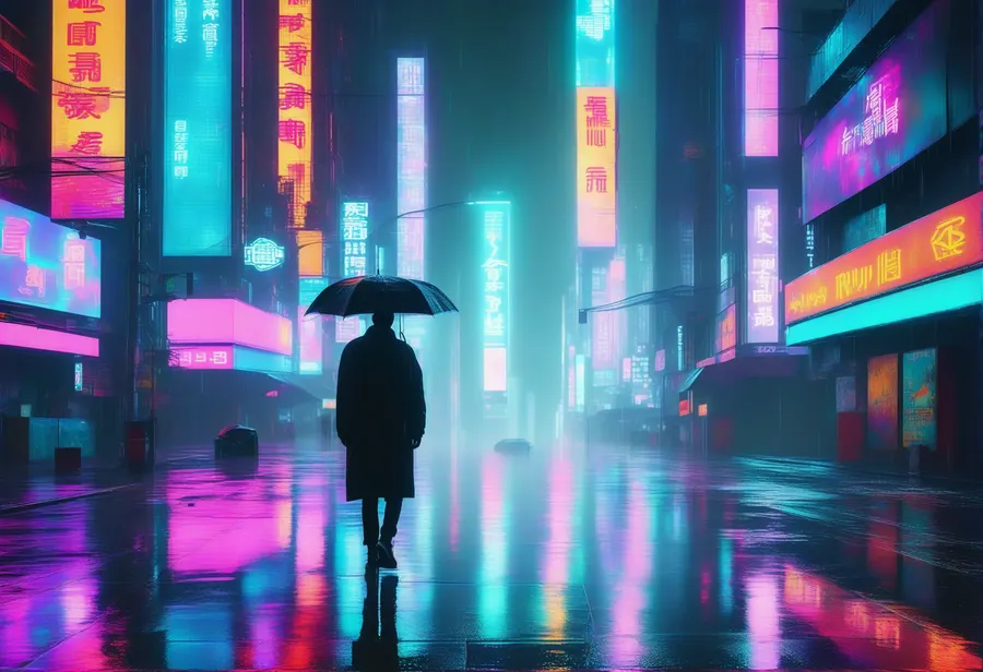 비포장 거리 네온 반사