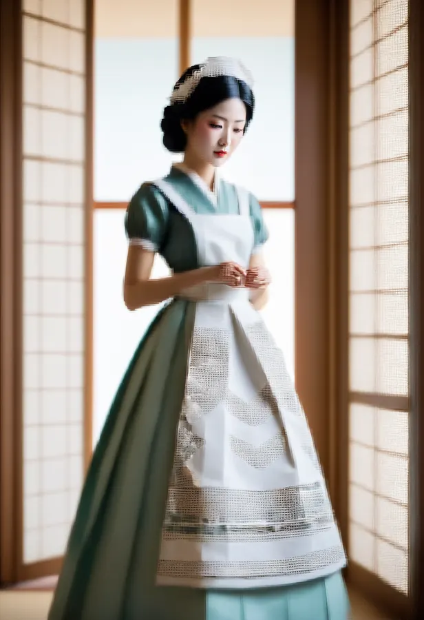 종이접기 메이드의 우아한 아침