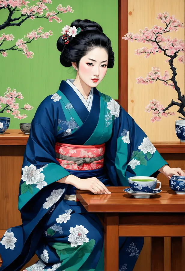 우키요에 복장의 여관 주인